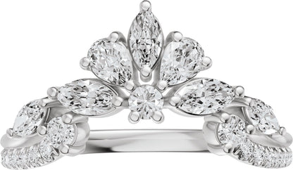 3/4 Ctw Marquise Lab-Grown Diamond Contour Band - White Gold - Lab Grown Diamond
