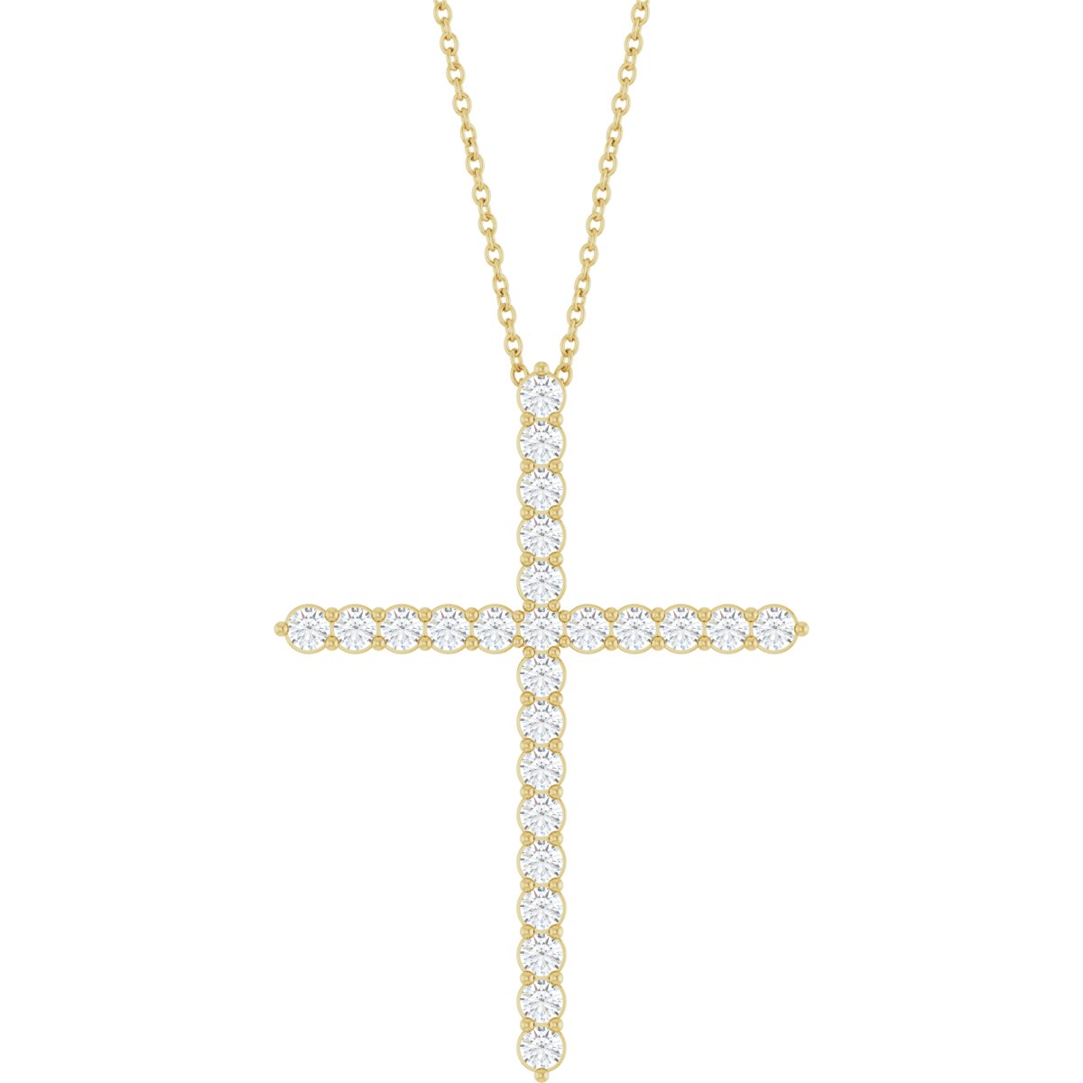 1 Ctw Lab-Grown Diamond Cross Necklace - Yellow Gold - Lab Grown Diamond