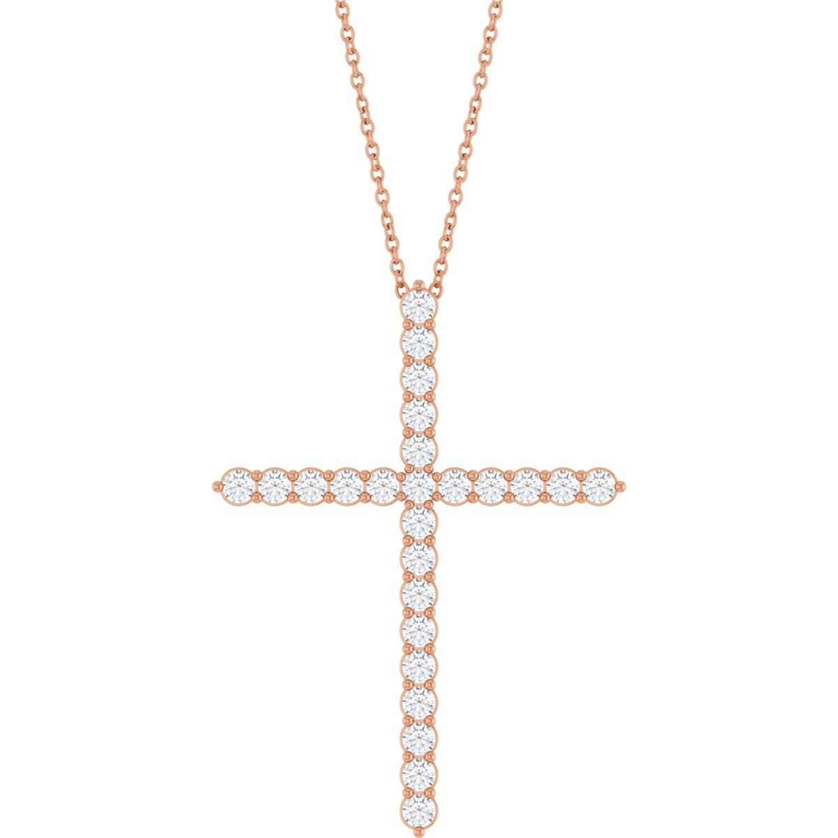 1 Ctw Lab-Grown Diamond Cross Necklace - Rose Gold - Lab Grown Diamond