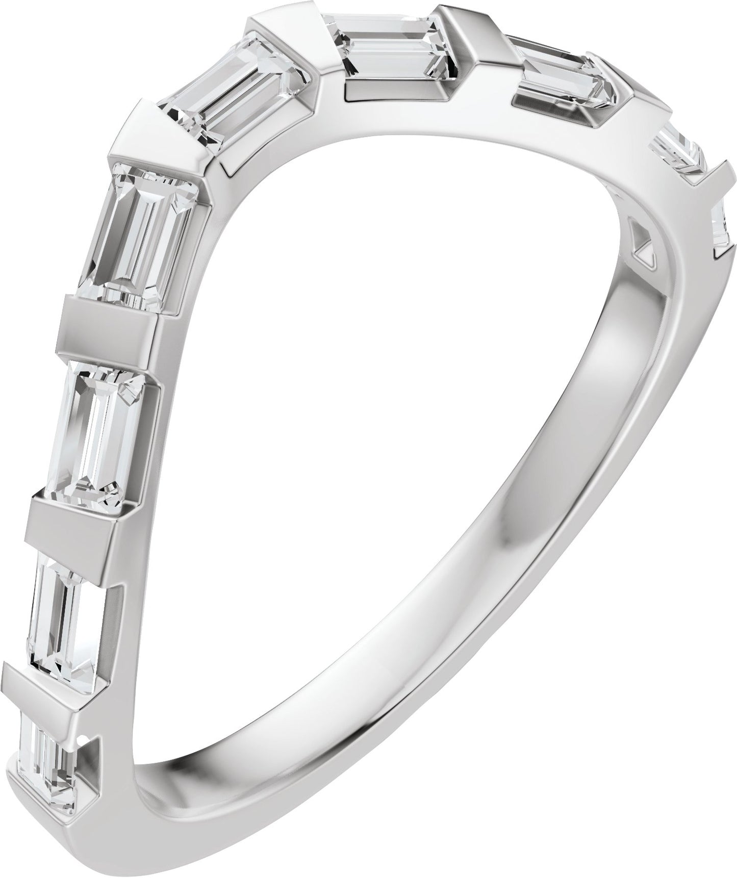 3/8 Ctw Straight Baguette Lab-Grown Diamond Contour Band