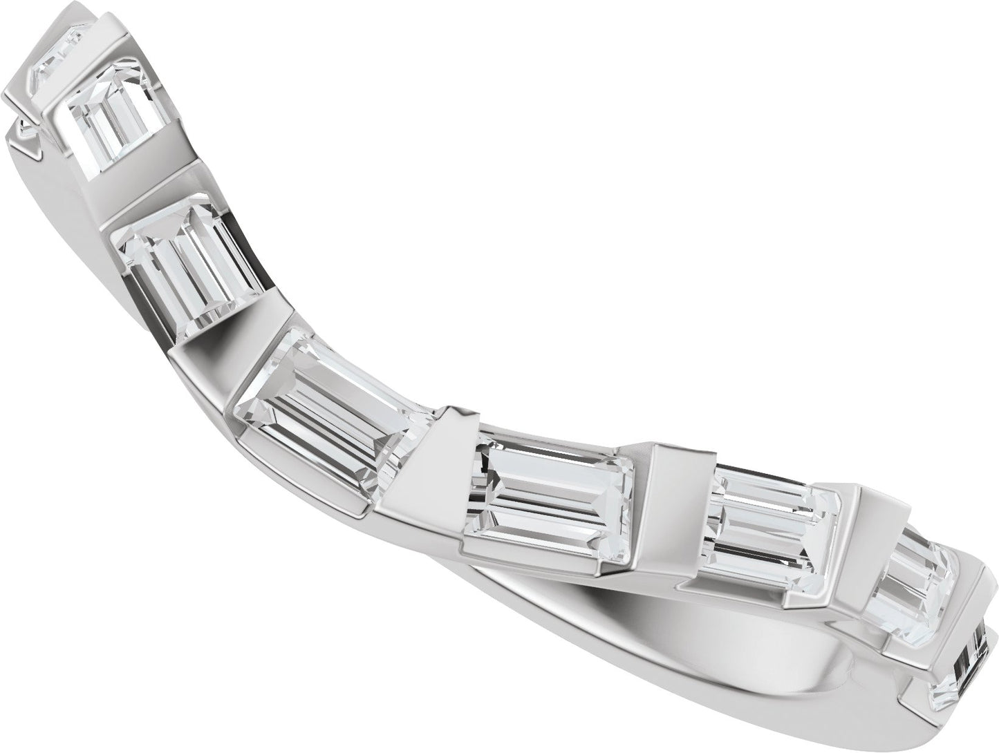 3/8 Ctw Straight Baguette Lab-Grown Diamond Contour Band - White Gold - Lab Grown Diamond