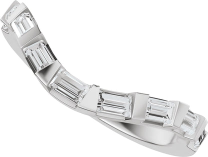 3/8 Ctw Straight Baguette Lab-Grown Diamond Contour Band - White Gold - Lab Grown Diamond
