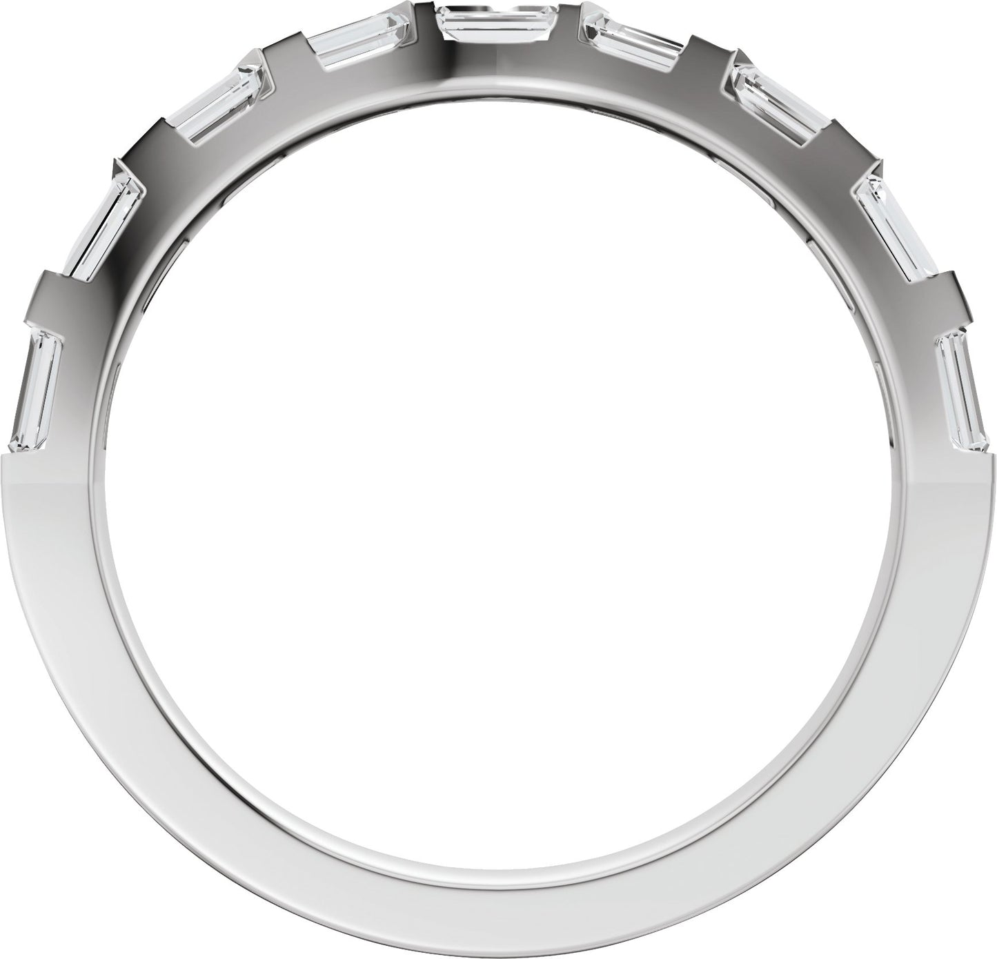 3/8 Ctw Straight Baguette Lab-Grown Diamond Contour Band - White Gold - Lab Grown Diamond