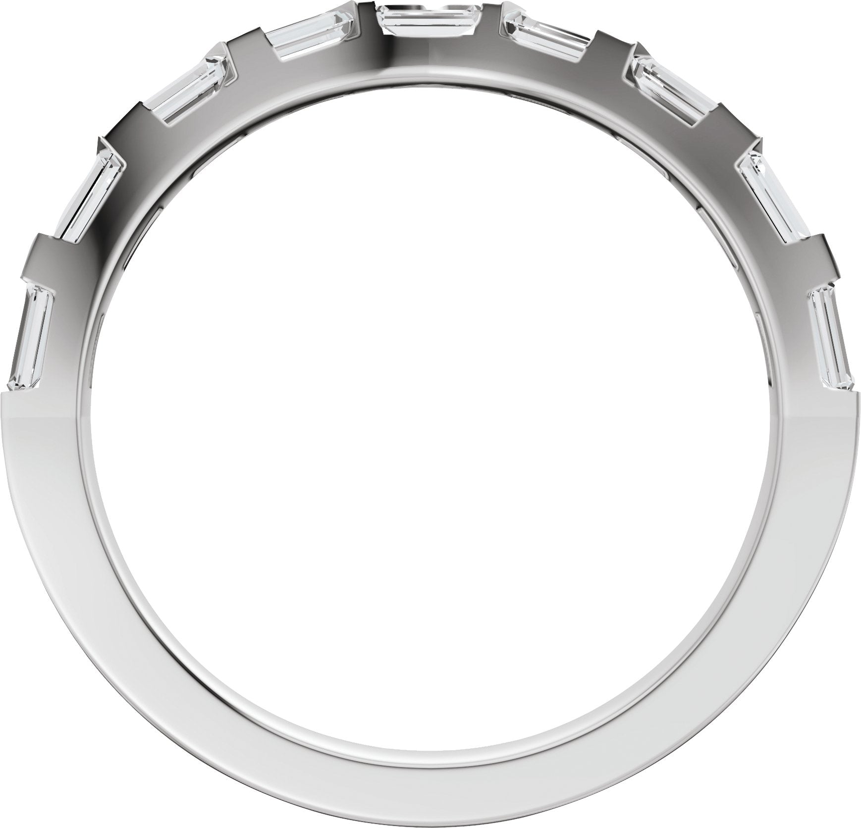 3/8 Ctw Straight Baguette Lab-Grown Diamond Contour Band - White Gold - Lab Grown Diamond