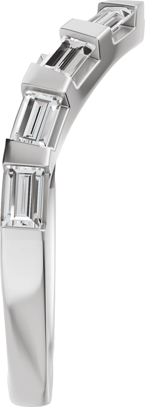 3/8 Ctw Straight Baguette Lab-Grown Diamond Contour Band - White Gold - Lab Grown Diamond