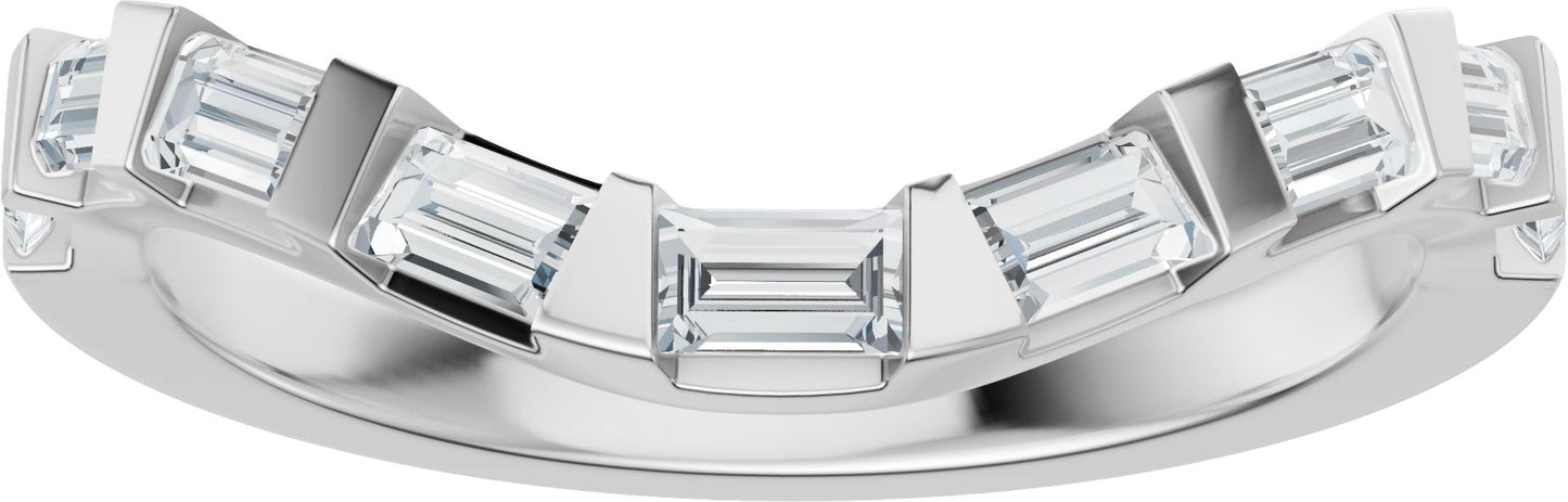 3/8 Ctw Straight Baguette Lab-Grown Diamond Contour Band - White Gold - Lab Grown Diamond
