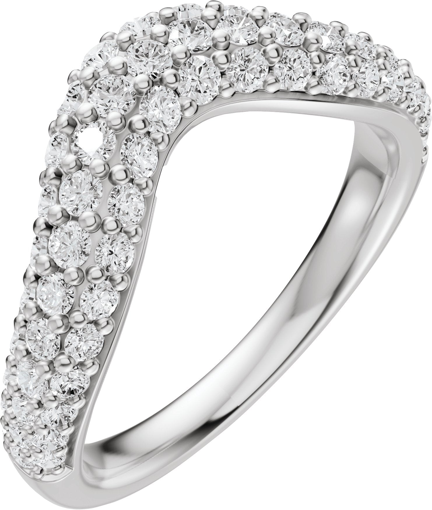 7/8 Ctw Lab-Grown Diamond Contour Band - White Gold - Lab Grown Diamond