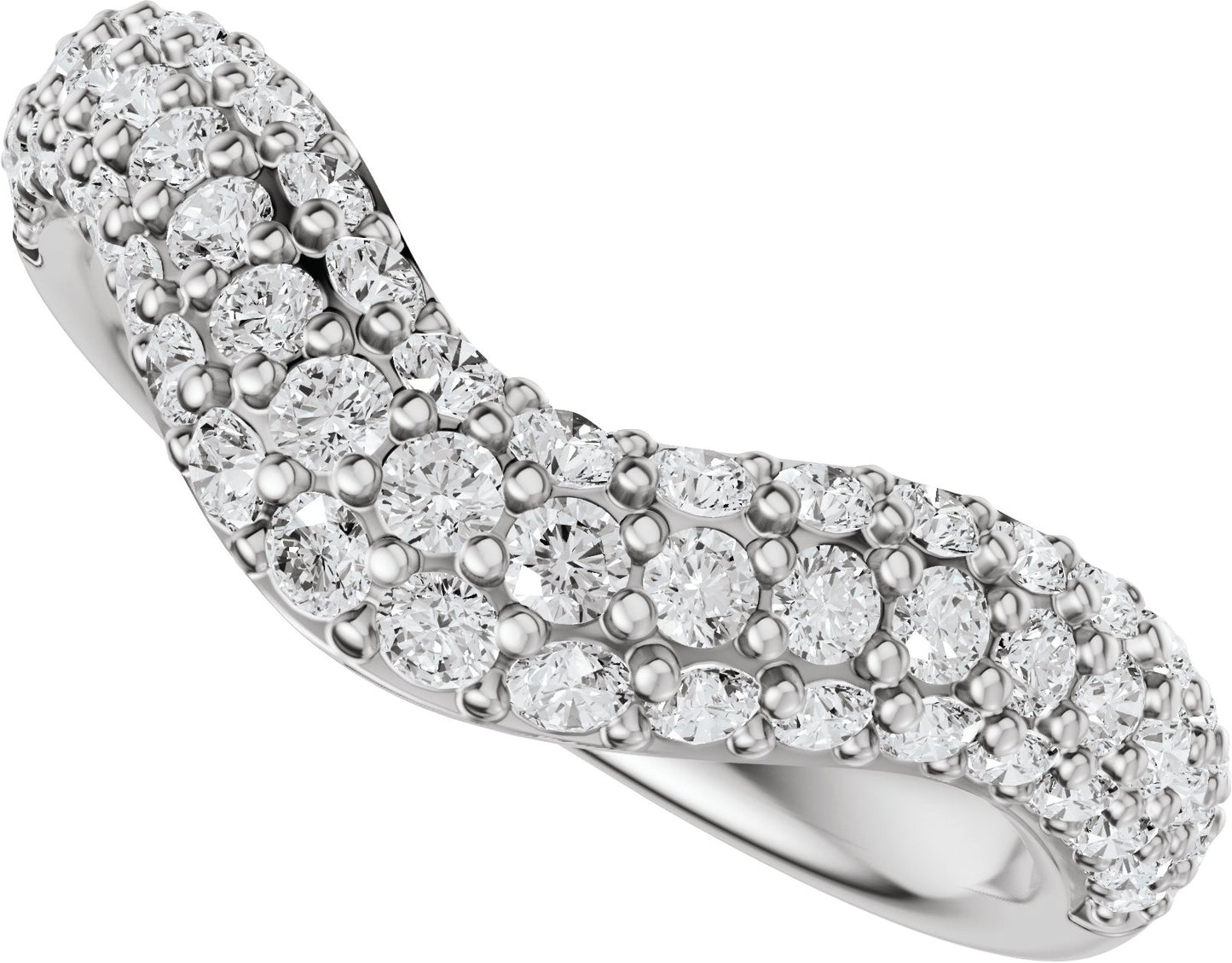 7/8 Ctw Lab-Grown Diamond Contour Band - White Gold - Lab Grown Diamond