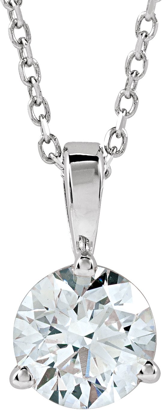 3/4 Ct Lab-Grown Diamond Solitaire 3-Prong Necklace