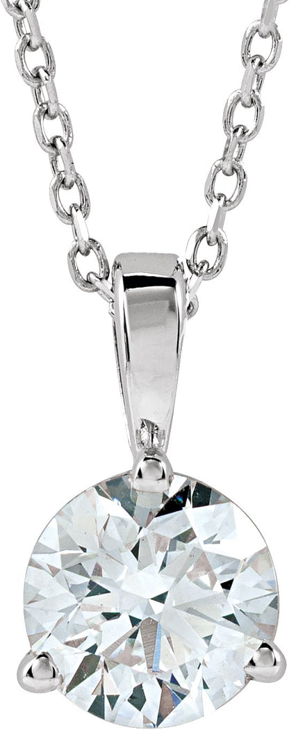 3/4 Ct Lab-Grown Diamond Solitaire 3-Prong Necklace