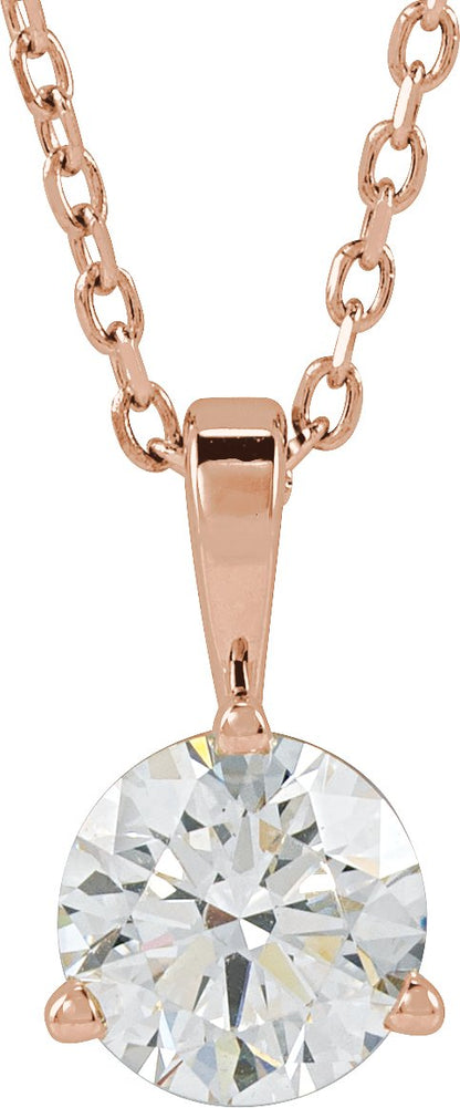 5/8 Ct Lab-Grown Diamond Solitaire 3-Prong Necklace - Lab Grown Diamond
