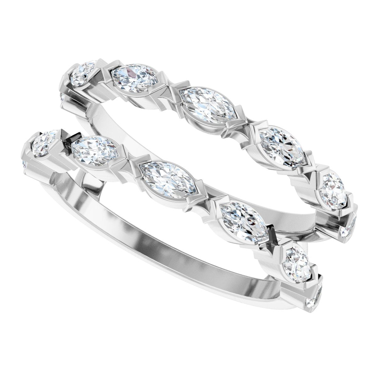 3/8 Ctw Marquise Lab-Grown Diamond Ring Guard - White Gold - Lab Grown Diamond