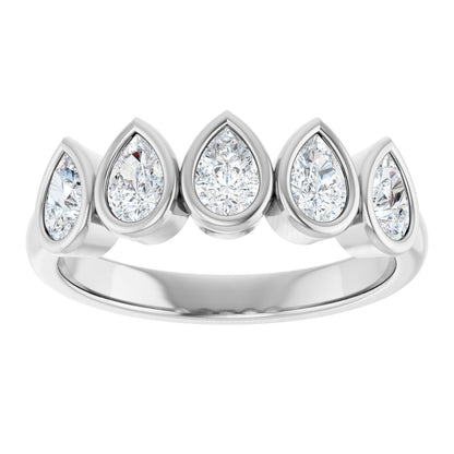 3/4 Ctw Pear Lab-Grown Diamond Anniversary Band - White Gold - Lab Grown Diamond