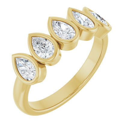 1 Ctw Pear Lab-Grown Diamond Anniversary Band
