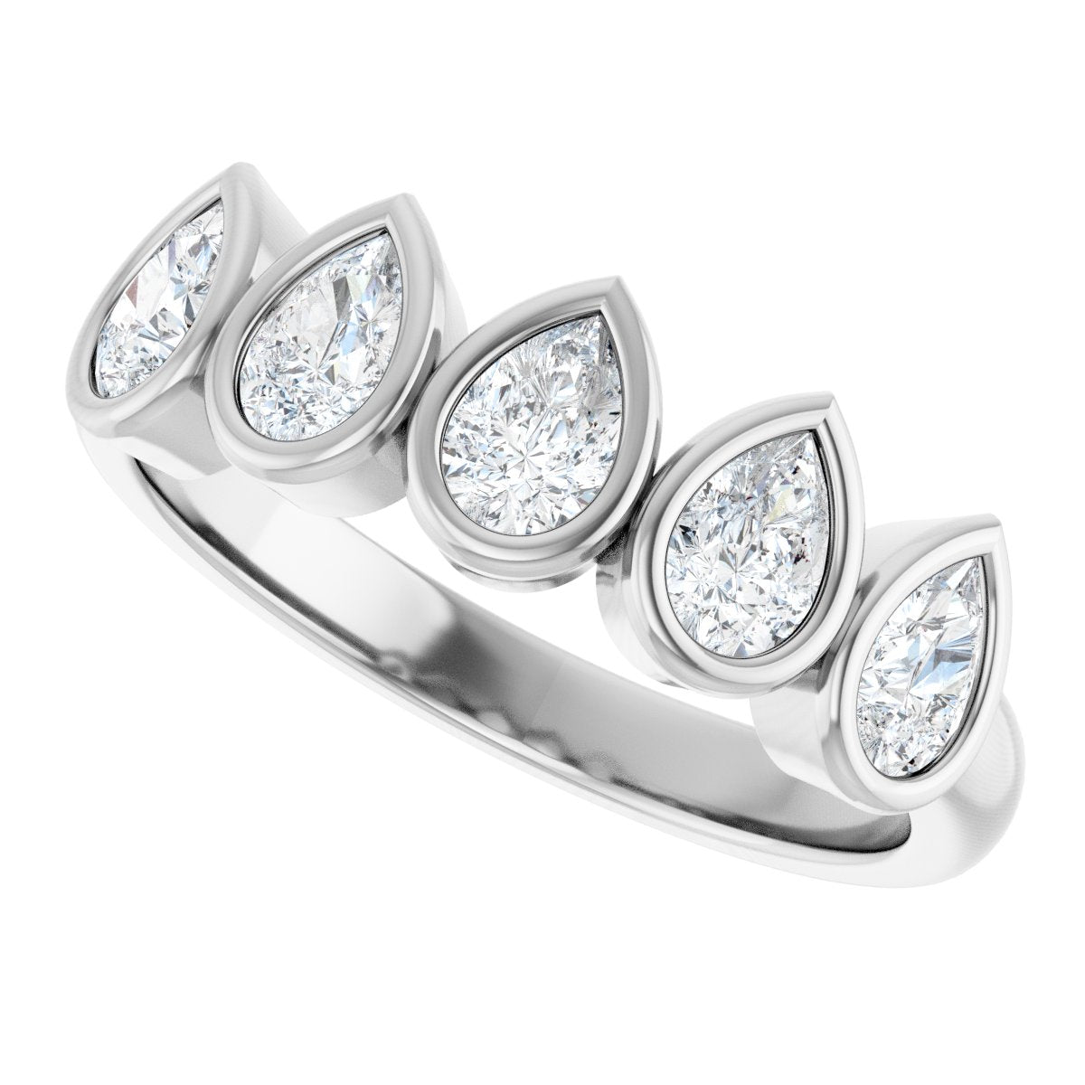 3/4 Ctw Pear Lab-Grown Diamond Anniversary Band - White Gold - Lab Grown Diamond