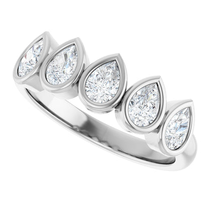 3/4 Ctw Pear Lab-Grown Diamond Anniversary Band - White Gold - Lab Grown Diamond