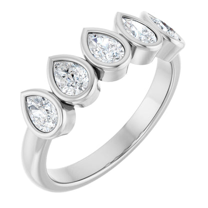 3/4 Ctw Pear Lab-Grown Diamond Anniversary Band