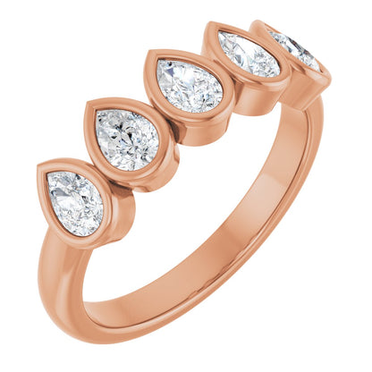 3/4 Ctw Pear Lab-Grown Diamond Anniversary Band