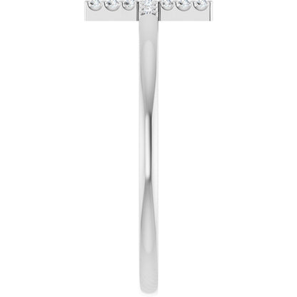 Lab-Grown Diamond Sideways Cross Ring - White Gold - Lab Grown Diamond