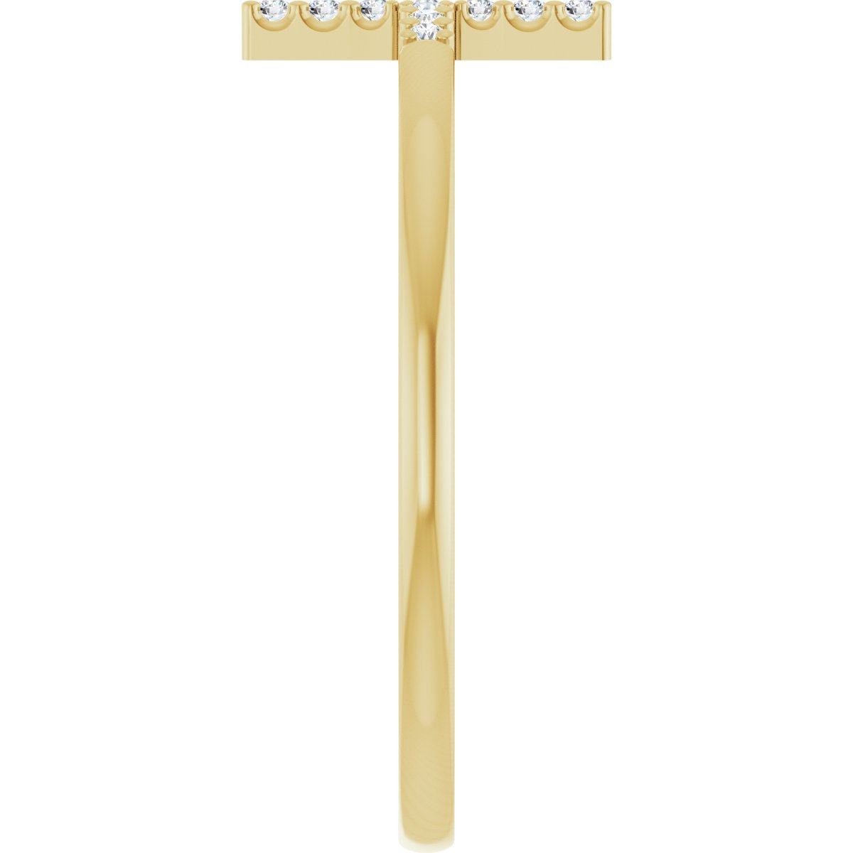 Lab-Grown Diamond Sideways Cross Ring - Yellow Gold - Lab Grown Diamond