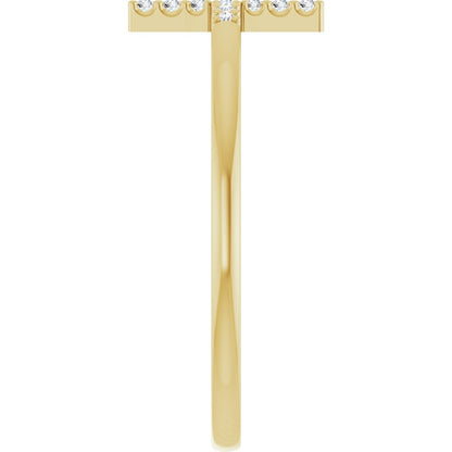 Lab-Grown Diamond Sideways Cross Ring - Yellow Gold - Lab Grown Diamond