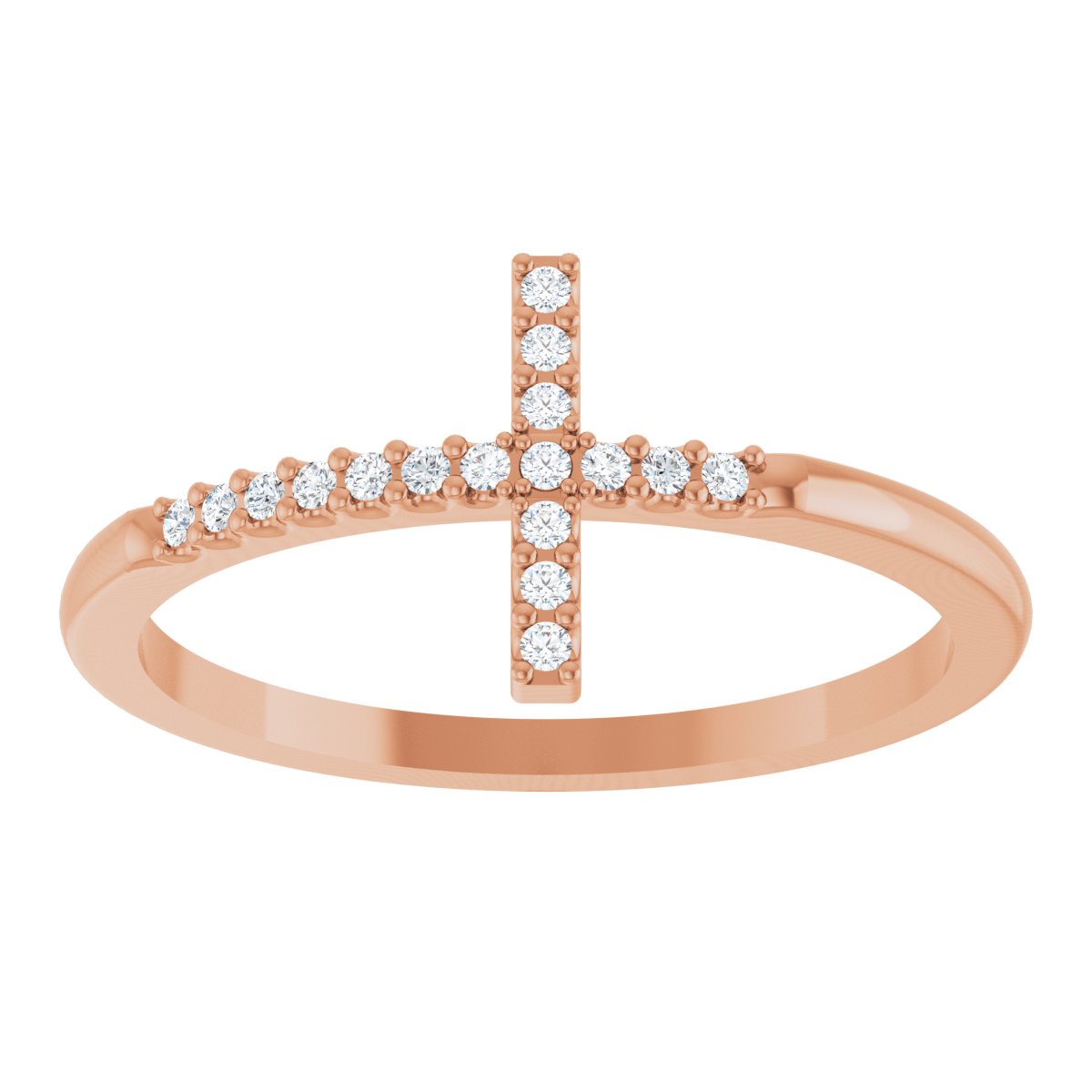 Lab-Grown Diamond Sideways Cross Ring - Rose Gold - Lab Grown Diamond
