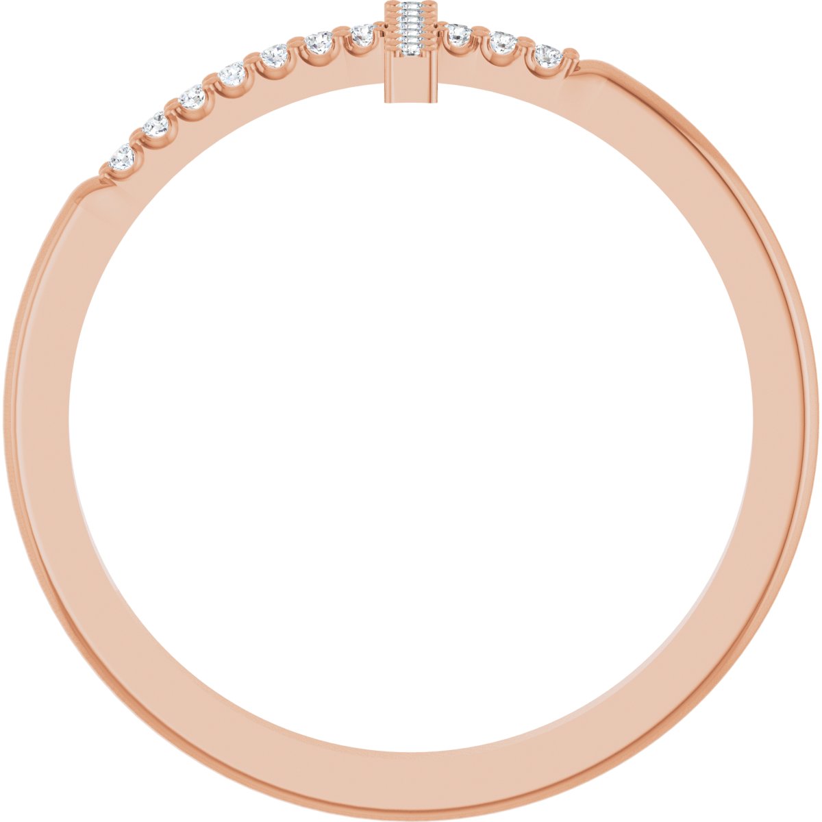 Lab-Grown Diamond Sideways Cross Ring - Rose Gold - Lab Grown Diamond