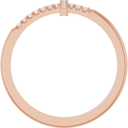 Lab-Grown Diamond Sideways Cross Ring - Rose Gold - Lab Grown Diamond