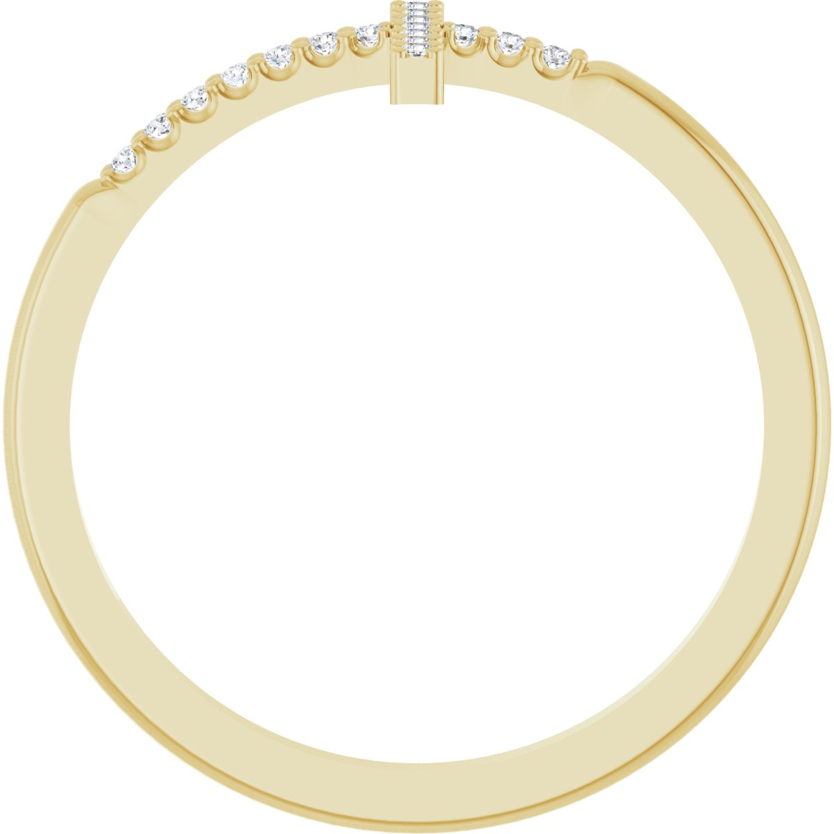 Lab-Grown Diamond Sideways Cross Ring - Yellow Gold - Lab Grown Diamond