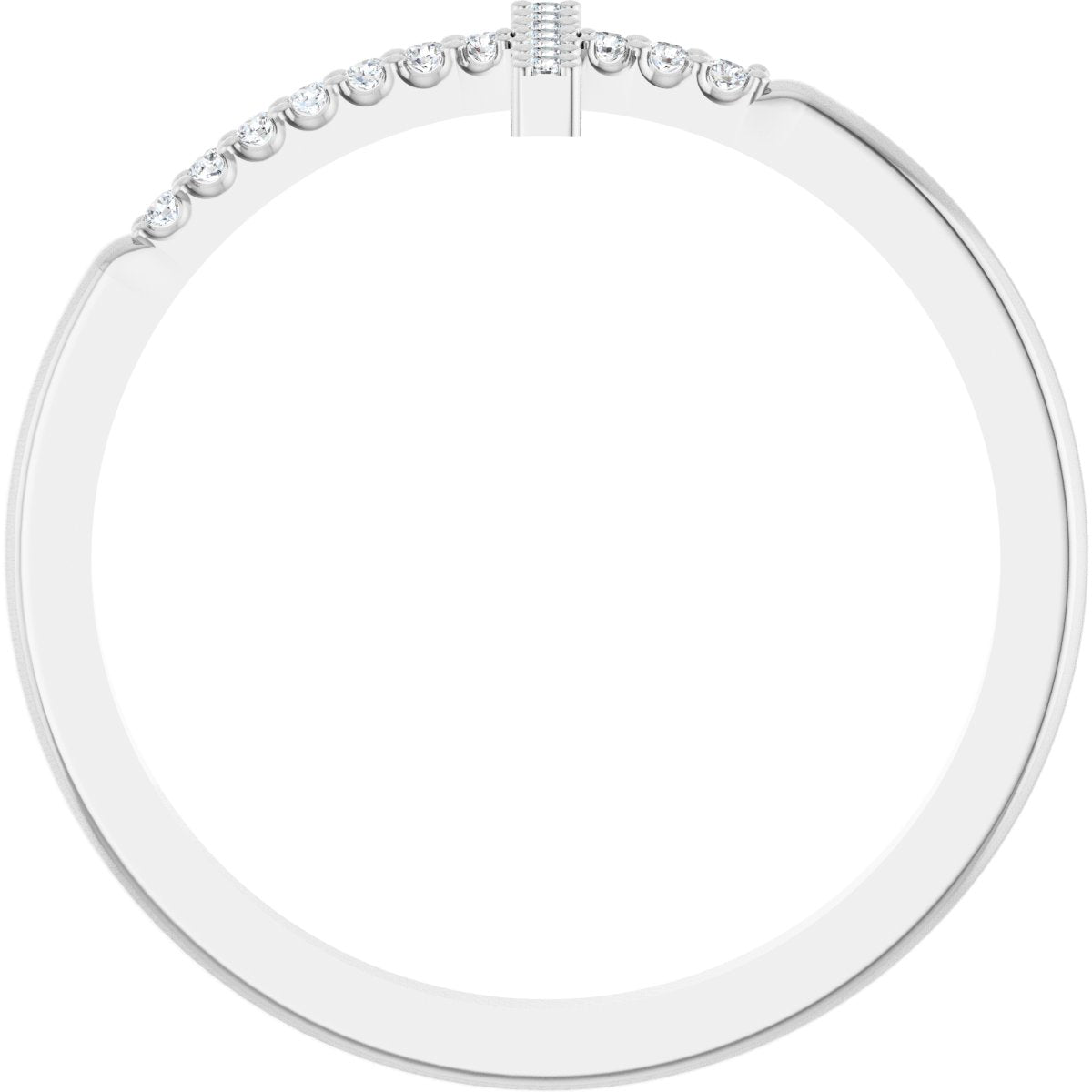 Lab-Grown Diamond Sideways Cross Ring - White Gold - Lab Grown Diamond