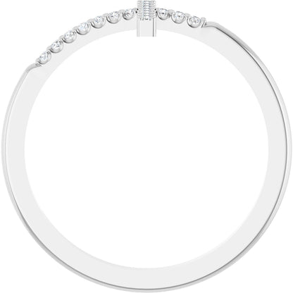 Lab-Grown Diamond Sideways Cross Ring - White Gold - Lab Grown Diamond
