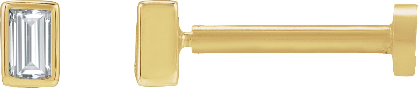 .03 Ct Straight Baguette Lab-Grown Diamond Bezel-Set Earring With Press Fit Back - Lab Grown Diamond