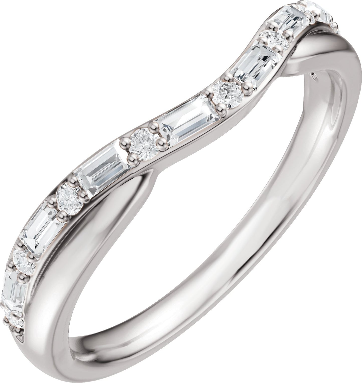 1/2 Ctw Lab Grown Diamond Contour Band - White Gold - Lab Grown Diamond