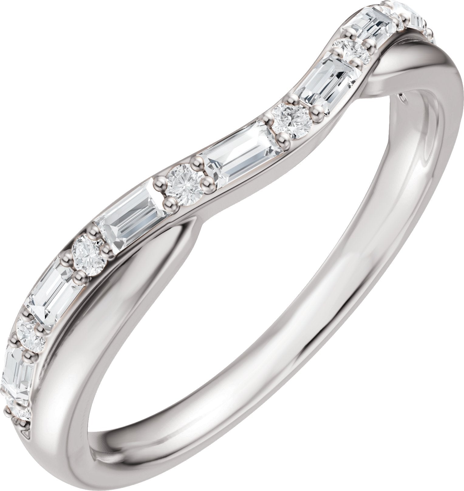 1/2 Ctw Lab Grown Diamond Contour Band - White Gold - Lab Grown Diamond