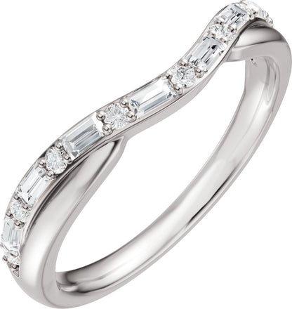 1/2 Ctw Lab Grown Diamond Contour Band - White Gold - Lab Grown Diamond
