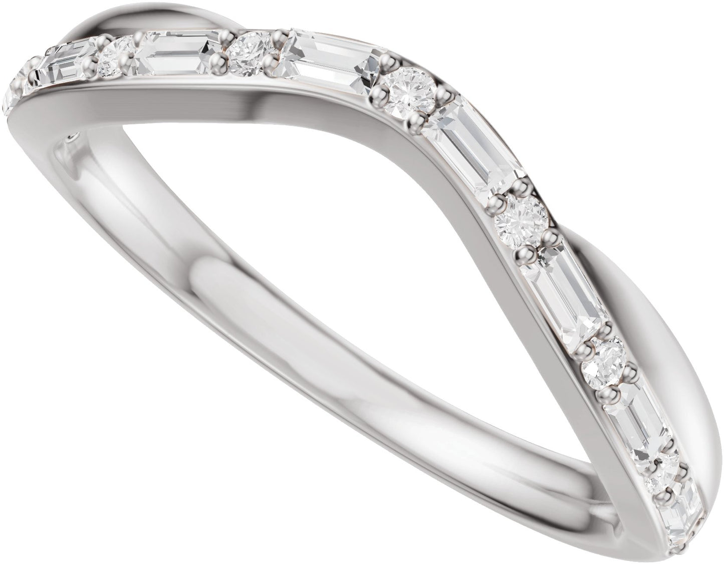 1/2 Ctw Lab Grown Diamond Contour Band - White Gold - Lab Grown Diamond
