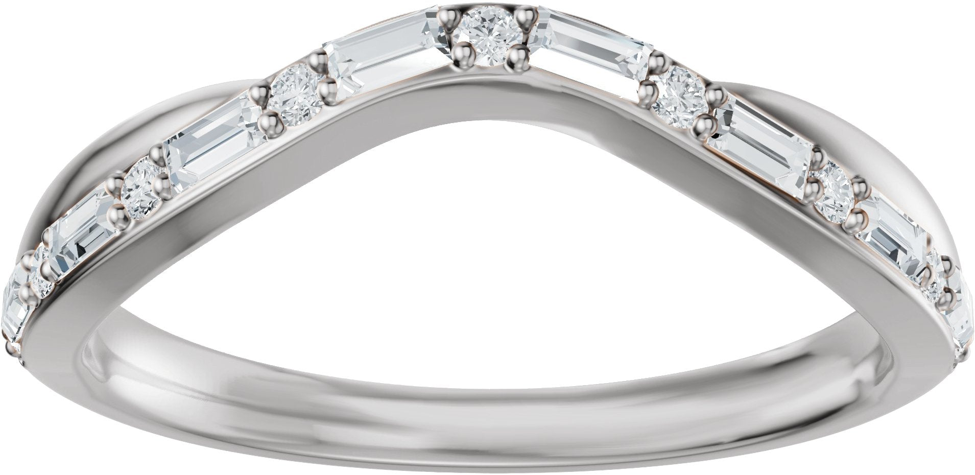 1/2 Ctw Lab Grown Diamond Contour Band - White Gold - Lab Grown Diamond