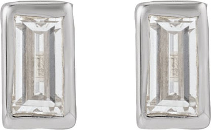 .07 Ct Straight Baguette Lab-Grown Diamond Bezel-Set Earring With Press Fit Back - Yellow Gold - Lab Grown Diamond