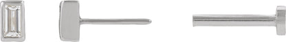 .04 Ct Straight Baguette Lab-Grown Diamond Bezel-Set Earring With Press Fit Back - Rose Gold - Lab Grown Diamond