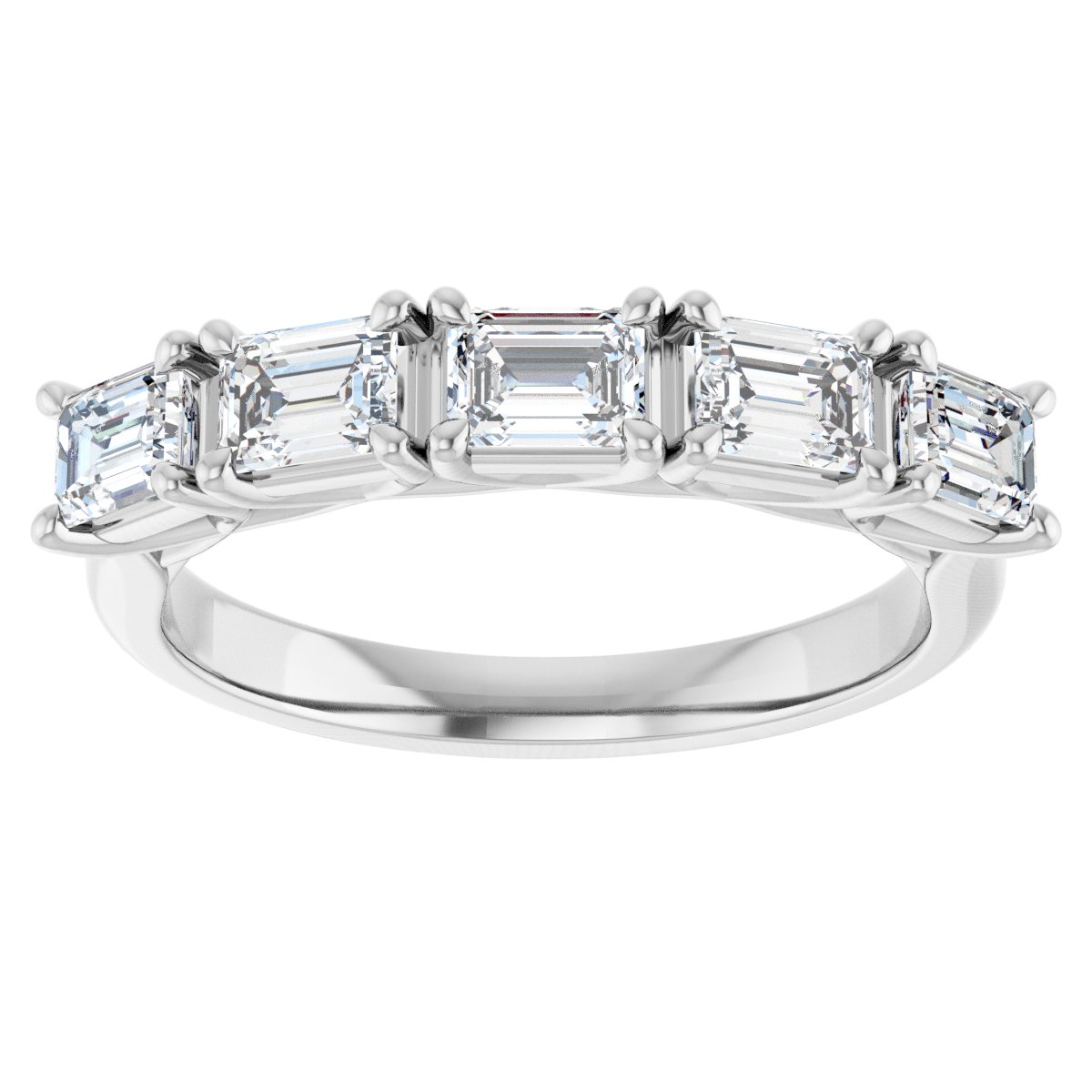 1 1/4 Ctw Emerald Lab-Grown Diamond Anniversary Band - White Gold - Lab Grown Diamond