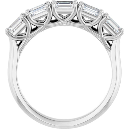 1 1/4 Ctw Emerald Lab-Grown Diamond Anniversary Band - White Gold - Lab Grown Diamond