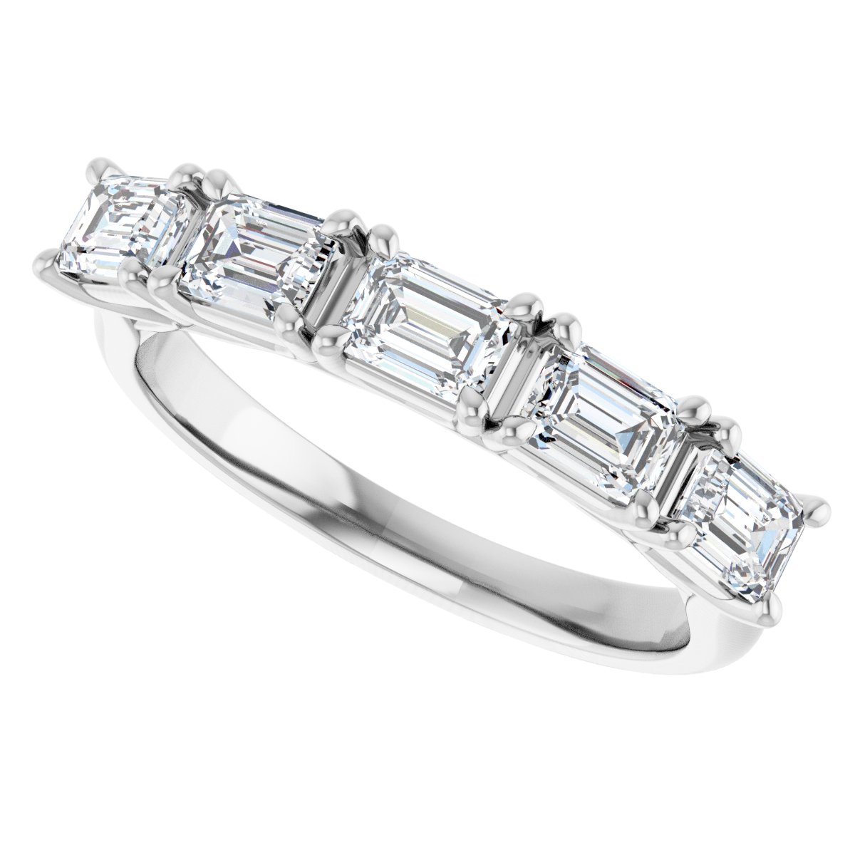 1 1/4 Ctw Emerald Lab-Grown Diamond Anniversary Band - White Gold - Lab Grown Diamond