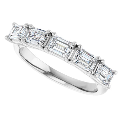 1 1/4 Ctw Emerald Lab-Grown Diamond Anniversary Band - White Gold - Lab Grown Diamond