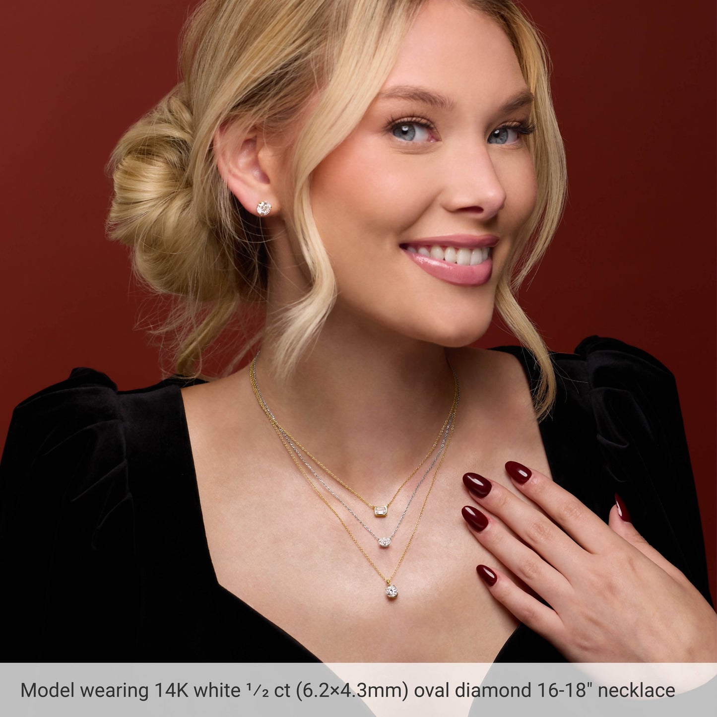 1/2 Ctw Oval Lab-Grown Diamond Solitaire Necklace - Rose Gold - Lab Grown Diamond