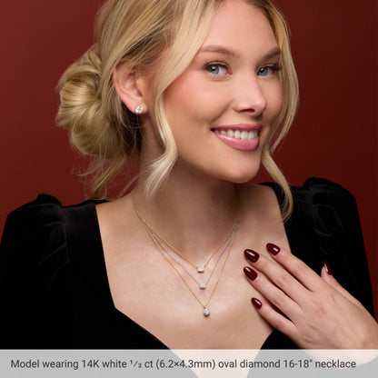 1/2 Ctw Oval Lab-Grown Diamond Solitaire Necklace - Rose Gold - Lab Grown Diamond