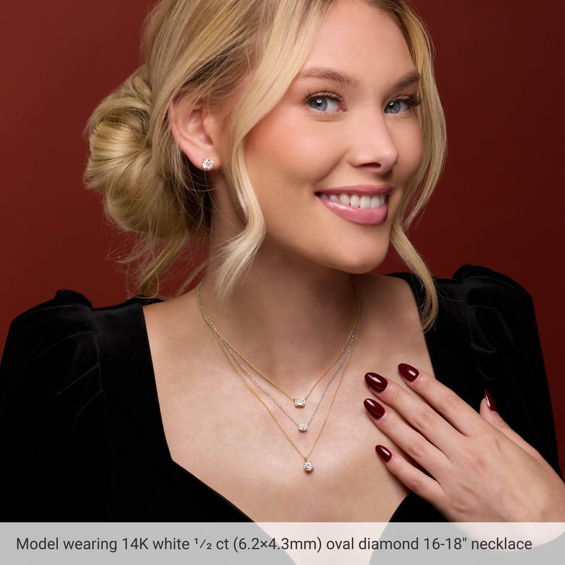 1/4 Ctw Oval Lab-Grown Diamond Solitaire Necklace - Rose Gold - Lab Grown Diamond