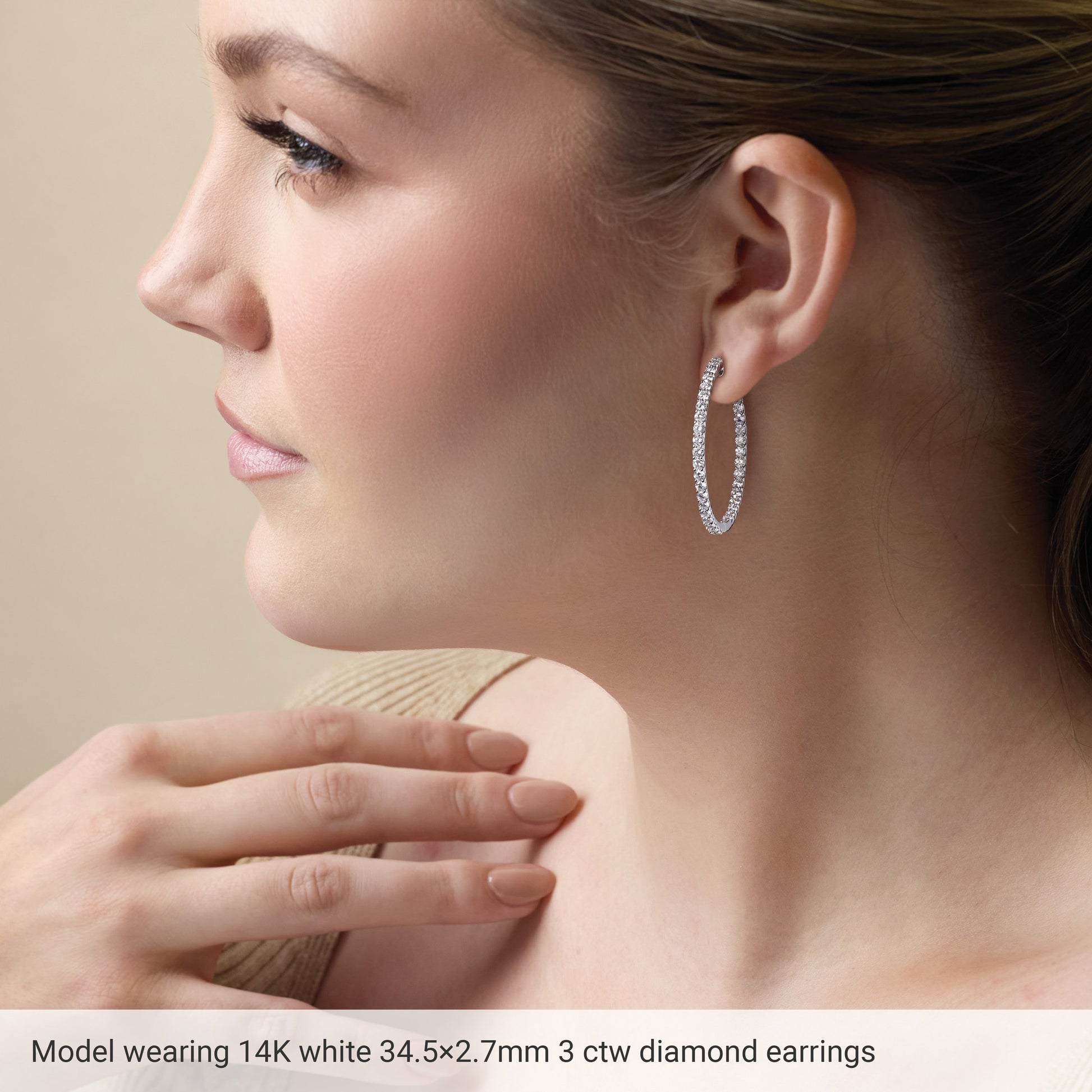 5 Ctw Lab-Grown Diamond Inside-Outside Hoop Earrings - Lab Grown Diamond
