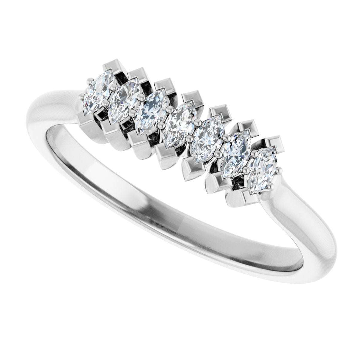 1/4 Ctw Marquise Lab-Grown Diamond Anniversary Band - White Gold - Lab Grown Diamond