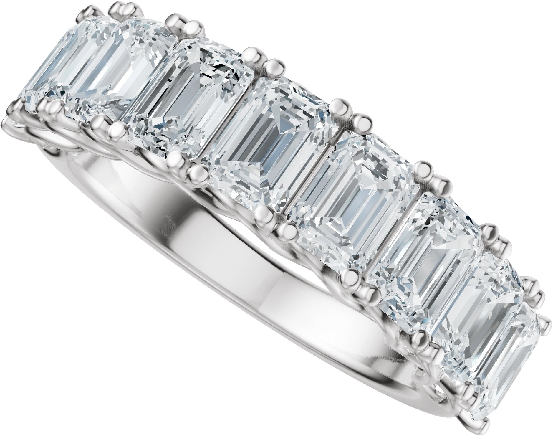 3 3/4 Ctw Emerald Lab-Grown Diamond Anniversary Band - White Gold - Lab Grown Diamond
