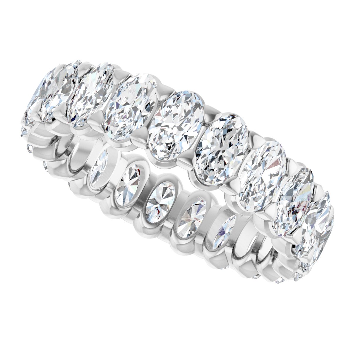 5 Ctw Oval Lab-Grown Diamond Eternity Band - White Gold - Lab Grown Diamond